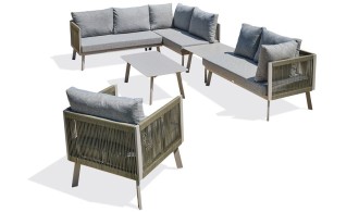 Salon angle jardin gris Manosque