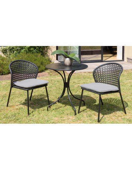 Ensemble chaise jardin noir Kalamata