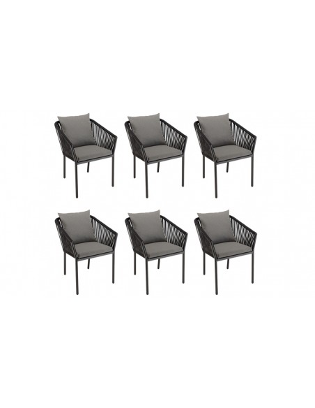 Lot de 6 fauteuils de jardin noir