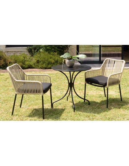 Salon repas jardin noir beige