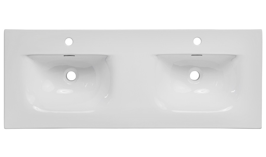 Salle de bain 120 cm chêne rainuré et noir avec double vasque encastrée