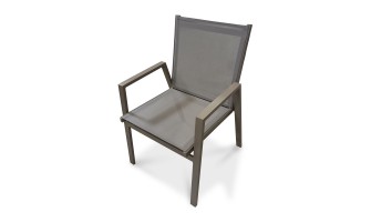 Fauteuil de jardin empilable en textilène taupe et aluminium - FLORIDE