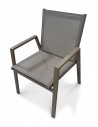 Fauteuil de jardin empilable en textilène taupe et aluminium - FLORIDE