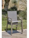Fauteuil de jardin empilable en textilène taupe et aluminium - FLORIDE