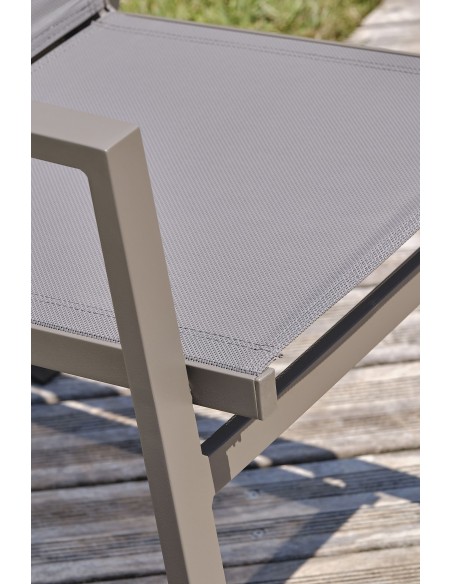 Fauteuil de jardin empilable en textilène taupe et aluminium - FLORIDE