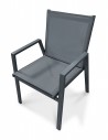 Fauteuil de jardin empilable en textilène taupe et aluminium - FLORIDE