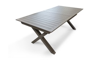 Table de jardin rallonge automatique en aluminium couleur quartz -Floride