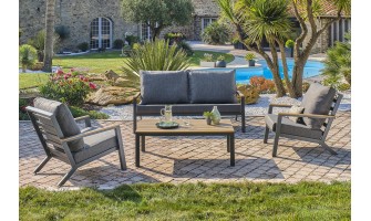 Salon de jardin bas anthracite 5 personnes - Ibiza