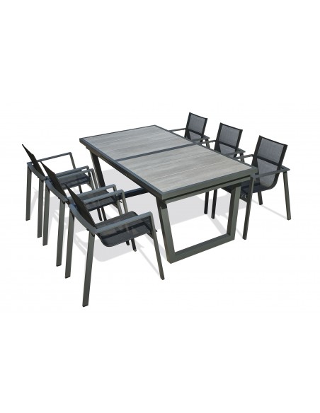 Ensemble de jardin table céramique et 6 fauteuils - Olhos Miami