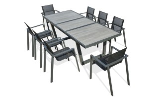 Ensemble repas table + 8 fauteuils en céramique - Olhos Miami