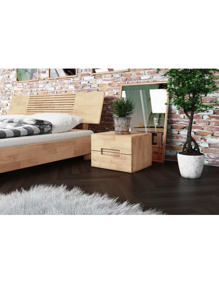 Lit en bois massif blanchi style japonais - Zenno