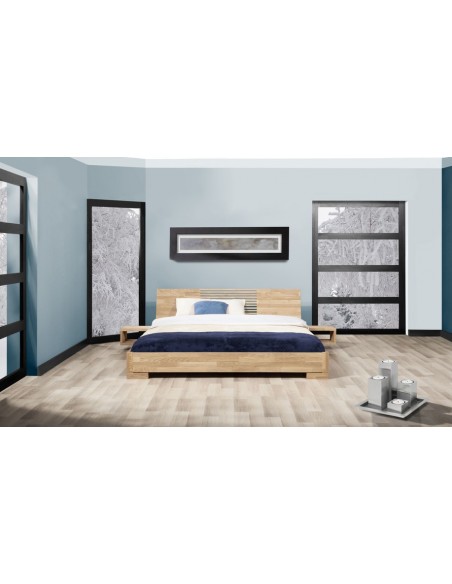 Lit en bois massif blanchi style japonais - Zenno