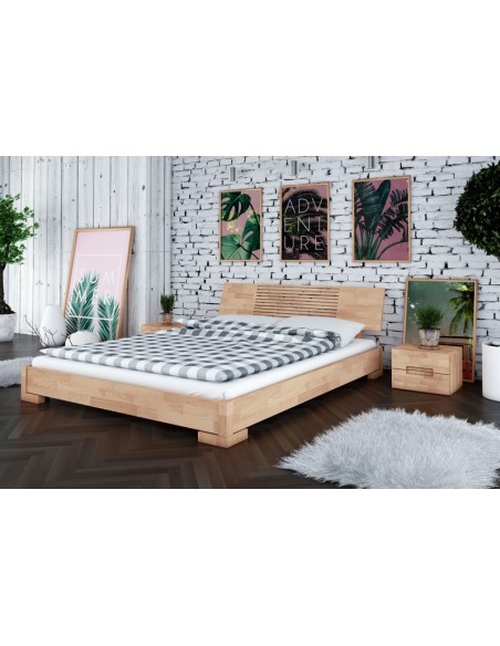 Lit en bois massif blanchi style japonais - Zenno