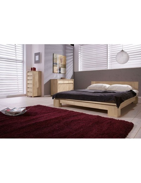 Lit moderne en bois massif blanchi Vinci bas - House and Garden