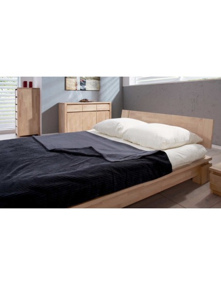 Lit moderne en bois massif blanchi Vinci bas - House and Garden