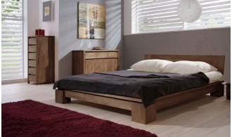 Lit en chêne massif design brun haut de gamme - Vinci Bas