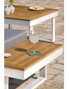 Salon de jardin blanc en aluminium et acacia - MIYAKO
