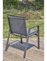 Ensemble de repas de jardin FLORIDE  en HPL imitation bois et  6 fauteuils aluminium gris Anthracite
