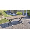 Ensemble de repas de jardin FLORIDE  en HPL imitation bois et  6 fauteuils aluminium gris Anthracite
