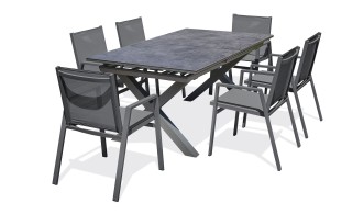 Ensemble repas de jardin Floride 6 places en aluminium et céramique