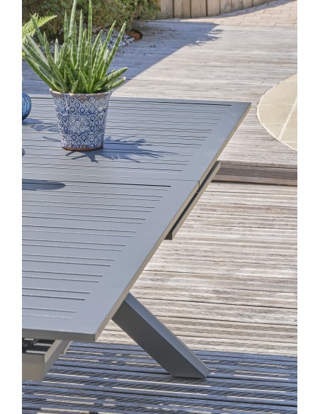 Ensemble repas de jardin Floride 6 places en aluminium gris anthracite