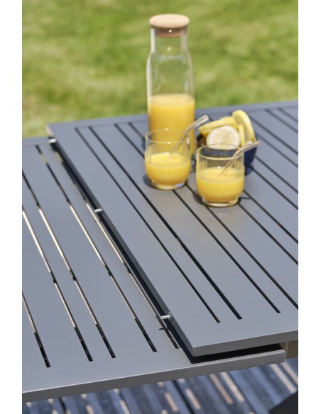 Ensemble repas de jardin Floride 6 places en aluminium gris anthracite
