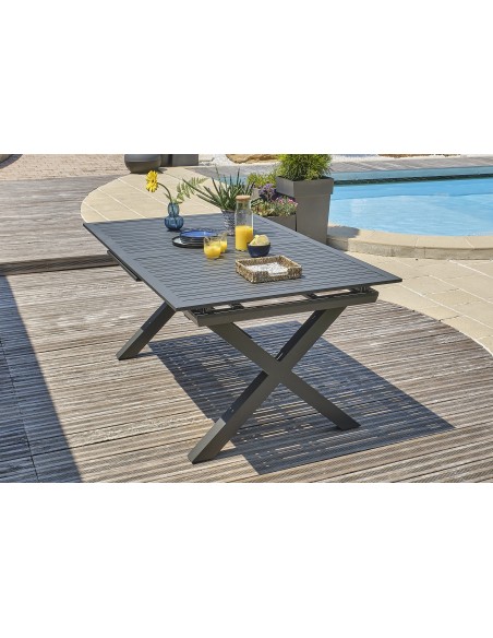 Ensemble repas de jardin Floride 6 places en aluminium gris anthracite