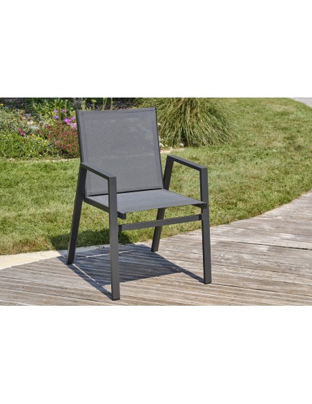 Ensemble repas de jardin Floride 6 places en aluminium gris anthracite