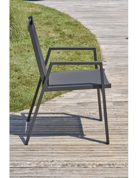 Ensemble repas de jardin Floride 6 places en aluminium gris anthracite