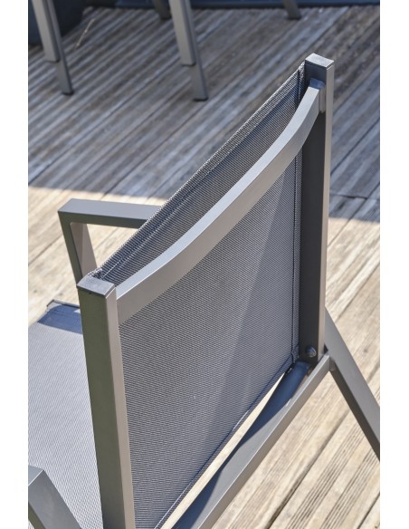 Ensemble repas de jardin Floride 6 places en aluminium gris anthracite