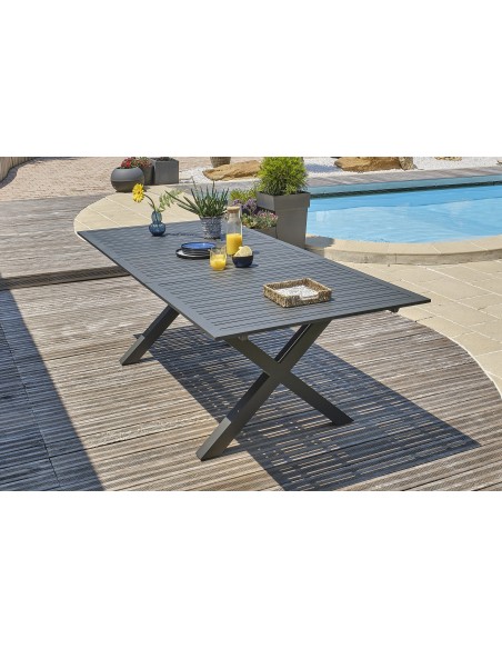 Ensemble repas de jardin Floride 6 places en aluminium gris anthracite