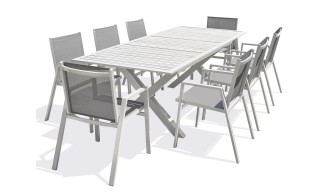 Ensemble de repas extérieur 8 places Blanc - FLORIDE