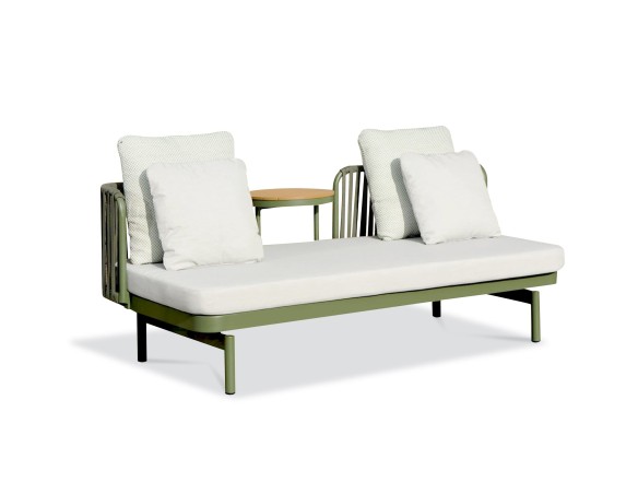 Canapé de jardin 2/3 places modulable en aluminium - Vert olive - BARLIA