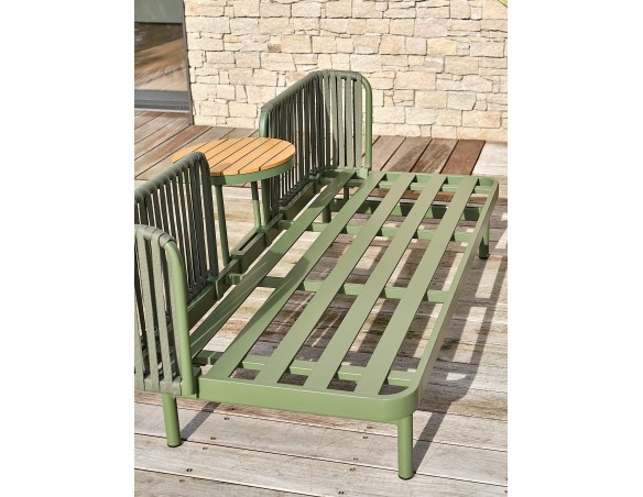 Canapé de jardin 2/3 places modulable en aluminium - Vert olive - BARLIA