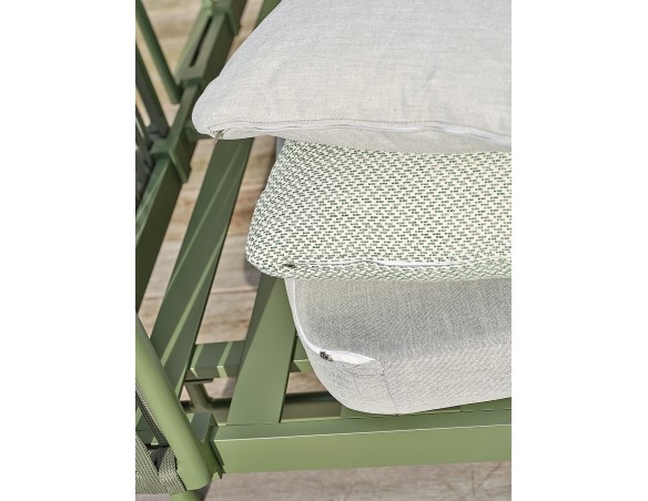 Canapé de jardin 2/3 places modulable en aluminium - Vert olive - BARLIA