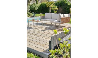 Salon bas de jardin  en acier et acacia - GREGE - RENZO