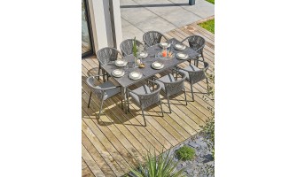 Ensemble de Repas 8 places Gris Anthracite-Tigua