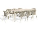 Ensemble de repas 8 places en aluminium et corde tissée grège - TIGUA