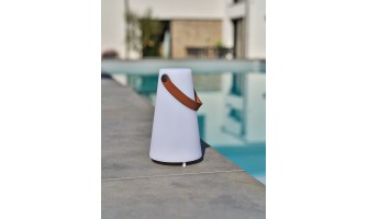 Lampe enceinte bluetooth sans fil LUMEA poignée cuir