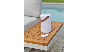Lampe enceinte bluetooth sans fil LUMOREA poignée cuir