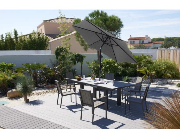 Parasol inclinable rond Ø270 cm en aluminium - Marbella