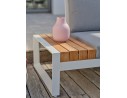 Salon de jardin d'angle VALENCIA 6 places en teck et aluminium - BLANC