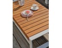 Salon de jardin d'angle VALENCIA 6 places en teck et aluminium - BLANC