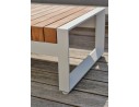 Salon de jardin d'angle VALENCIA 6 places en teck et aluminium - BLANC