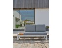 Salon de jardin d'angle VALENCIA 6 places en teck et aluminium - BLANC