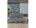 Salon de jardin d'angle VALENCIA 6 places en teck et aluminium - BLANC