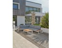 Salon de jardin d'angle VALENCIA 6 places en teck et aluminium - BLANC