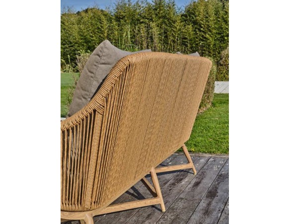Salon bas de jardin PALMAS 5 places en teck et corde tissée - MARRON