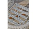Salon bas de jardin CUZCO 5 places en aluminium imitation bois et corde tissée - BLANC