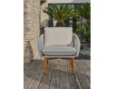 Salon bas de jardin CUZCO 5 places en aluminium imitation bois et corde tissée - BLANC